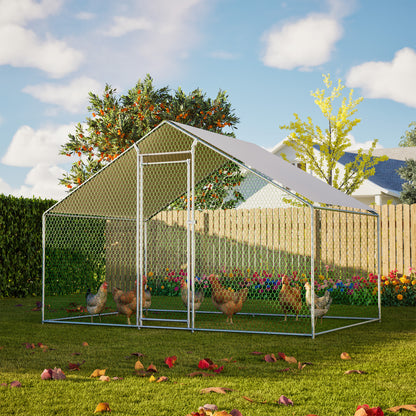 Poulailler 3X2M Cage à Poulets Enclos Extérieur pour l'Élevage en Liberté, Enclos Extérieur avec Serrure de Sécurité, Filet Revêtu et Toit en PE, Enclos pour Poulets, Canards, Lapins et Autres Petits Animaux.