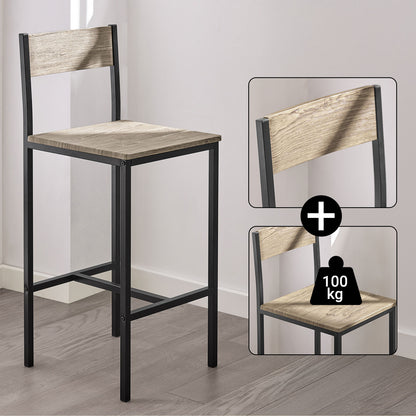 Table Haute Table de Cuisine Table de Salle à Manger Ensemble Repas Bistrot Avec 2 Chaises 1 Table 2 Places Chaises Rangement Sous Table Pour Cuisine Salle à Manger Balcon Salon Décor Bois Naturel 89x87x45cm SoBuy PHU14-O