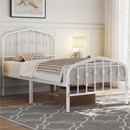 Costoffs Cadre de Lit Double en Métal Moderne - Avec Sommier à Lattes Métalliques - Espace de Rangement Sous-lit - Idéal pour Chambre, Dortoir ou Appoint - Style Industriel Intemporel