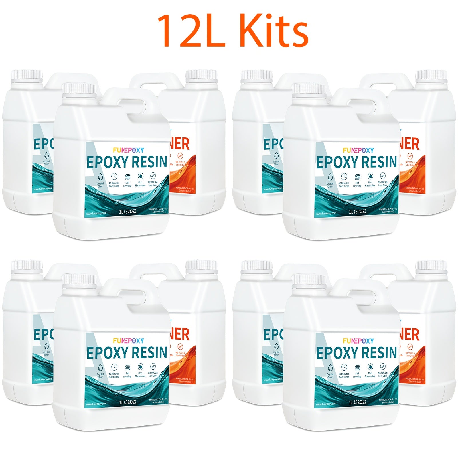 Kit de résine époxy 2:1 haute brillance super claire, coulée profonde, rapide, sans bulles, faible odeur, facile à utiliser, haute durabilité, finition cristalline pour bijouterie, plateaux de table rivière, tumbler, moules, peinture sur bois artistique