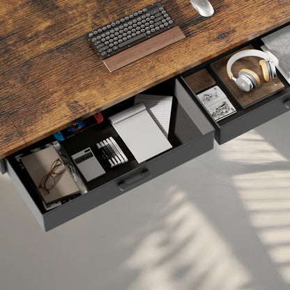 Bureau Électrique Réglable en Hauteur avec 2 Tiroirs, Prises Intégrées sur le Plateau Ergonomique - Solution Polyvalente pour Bureau à Domicile, Adultes
