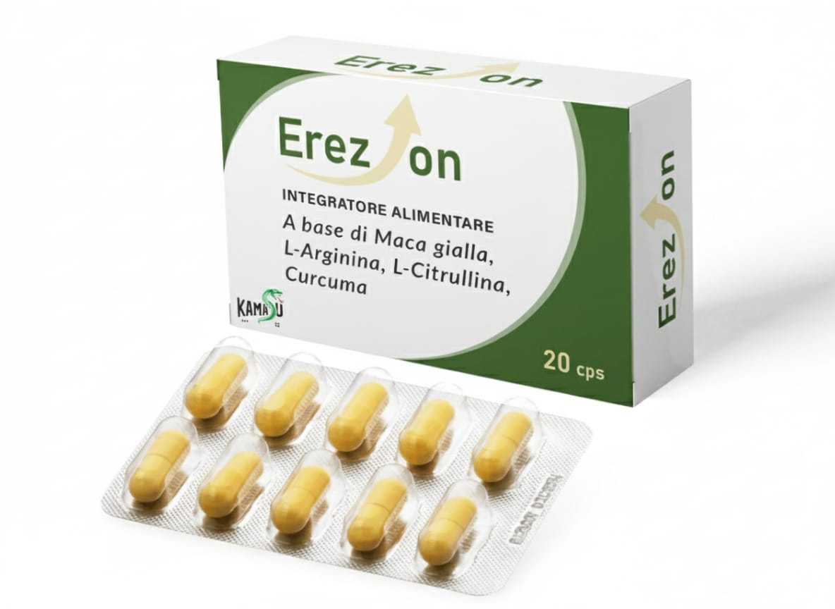 Intégrateur Homme avec Maca Jaune, Arginine, Citrulline et Curcuma - Livraison Rapide depuis le Magasin Local - 30 Capsules Fabriquées en Italie