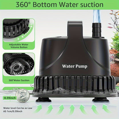 Pompe à eau submersible 211 GPH, pompe de fontaine 15 W, pompe pour aquarium, pompe à eau 800 L/h avec cordon d'alimentation de 213,36 cm pour fontaine de jardin, nappe phréatique, cascade, aquarium, étang, culture hydroponique, sans batterie