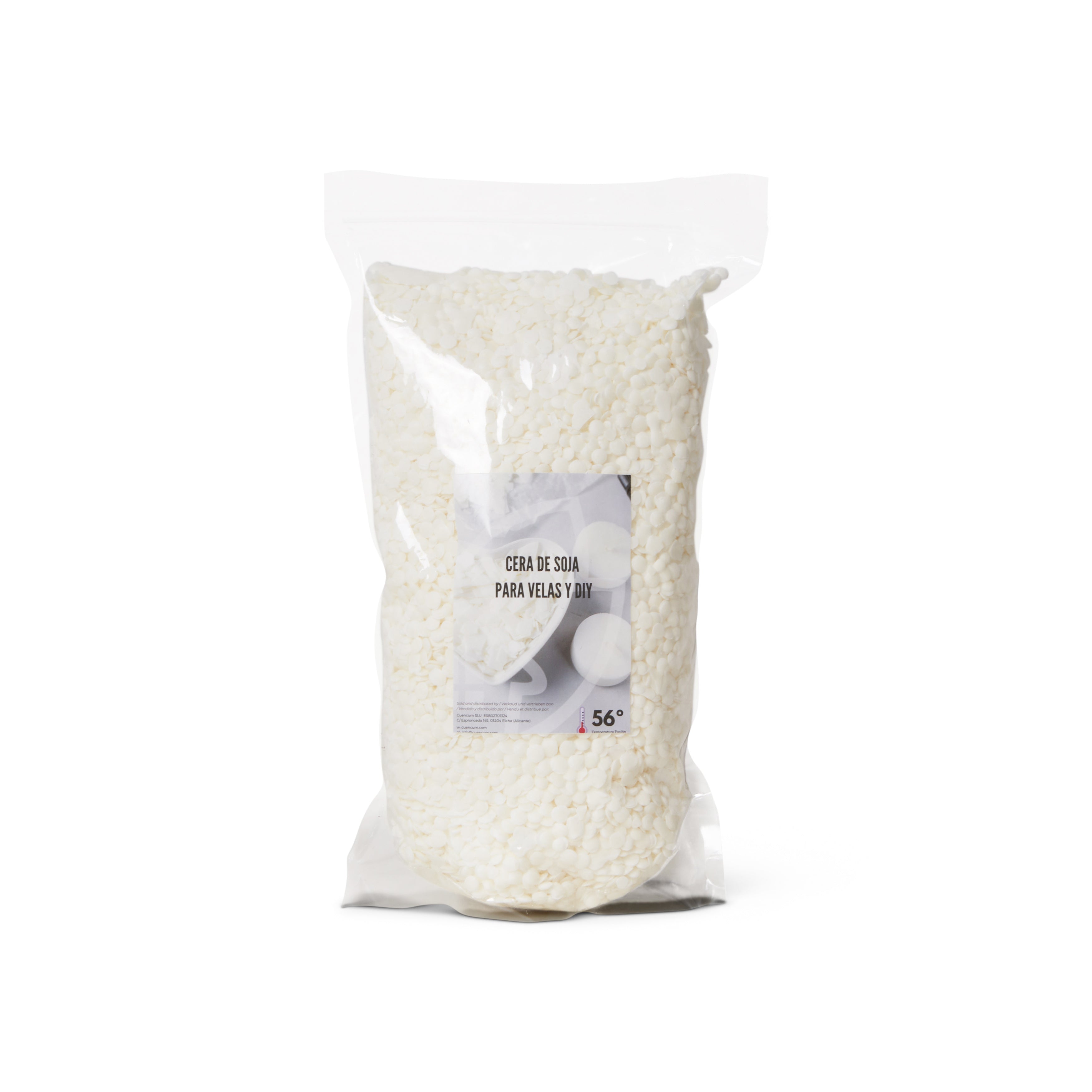 Cire de soja Premium pour bougies en pot 1Kg. Perles à point de fusion bas, idéale pour les bougies aromatiques faites maison et les projets DIY, en sac auto-scellant.