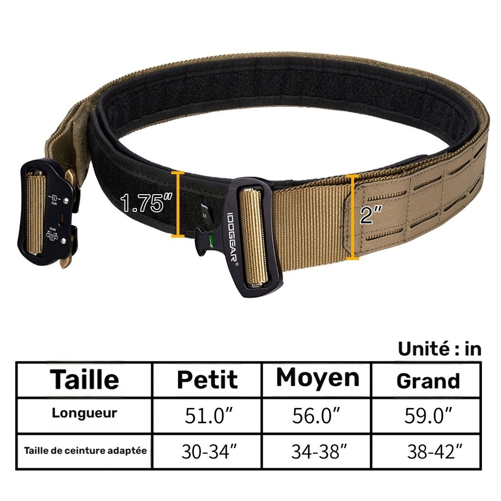 Ceinture Tactique MOLLE IDOGEAR 5.08 cm pour Hommes avec Ceinture Intérieure 4.45cm, Boucle Métallique de Défense Rapide, Ceintures de Service
