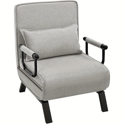 1pc Chaise de salle à manger élégante, canapé-lit 3 en 1, lit de visite, fauteuil pliant avec dossier réglable, coussin amovible, convient pour chambre à coucher, salon, bureau, capacité de charge de 150 kg