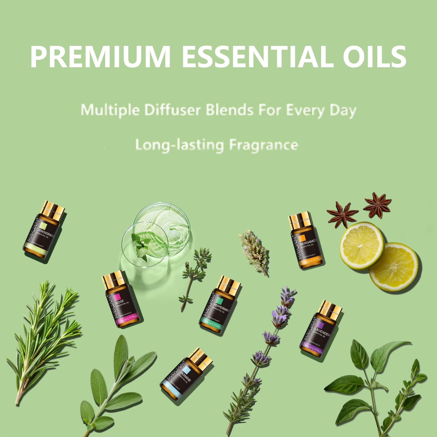 MAYJAM Kit Cadeau de 20 Huiles Essentielles 5ml pour Diffuseurs, Humidificateur et Fabrication DIY Bougies – Soutien Mood & Idéal comme cadeaux d'occasion : Saint-Valentin, Anniversaire, Mariage, Halloween, Pâques, Thanksgiving, Noël