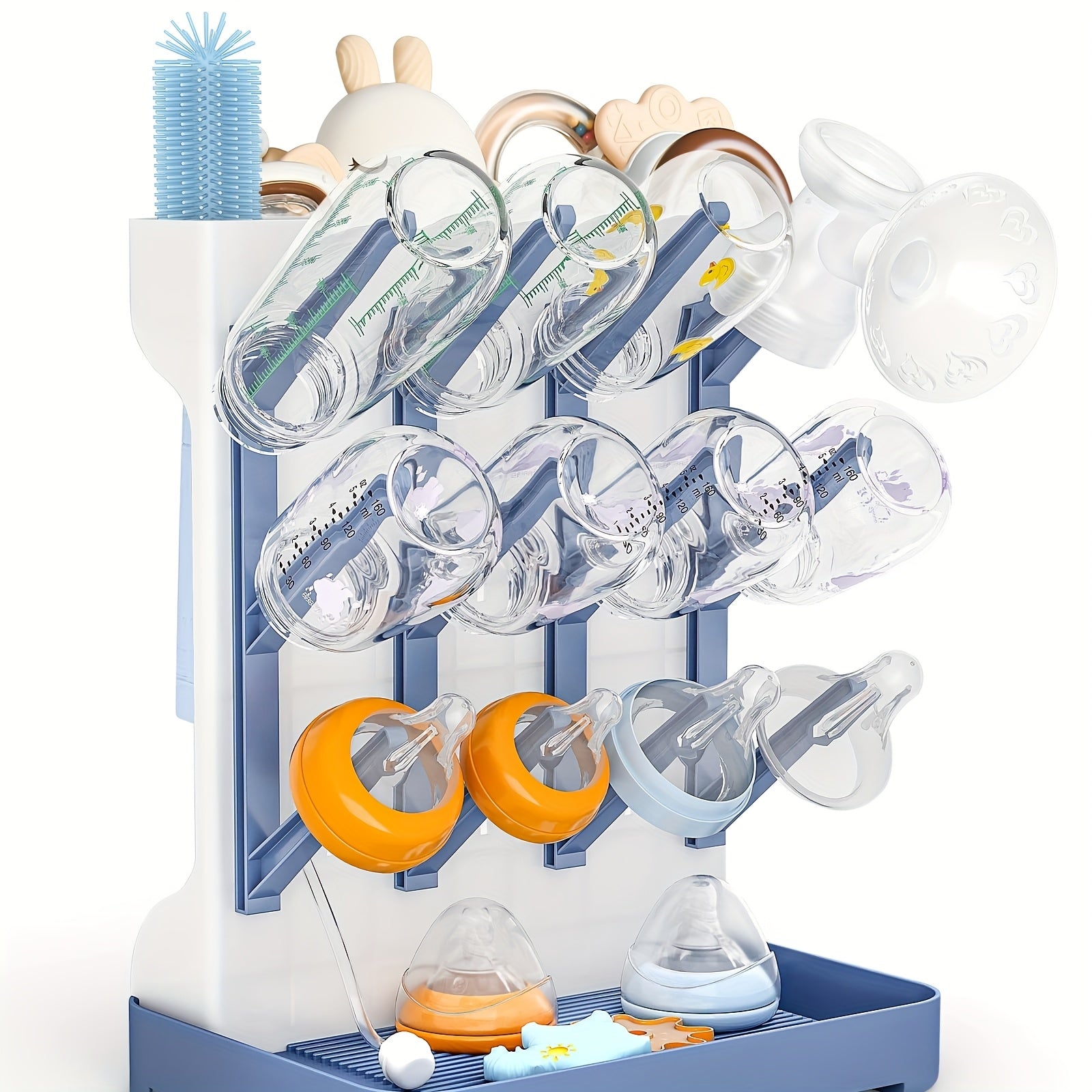 Égouttoir à bouteilles vertical - Gain de place, convient pour bouteilles et porte-pièces, égouttoir compact pour tire-lait, porte-accessoires compatible Brezza, pour station de séchage d'établi