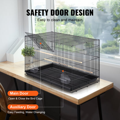 Cage à oiseaux VEVOR 30 pouces, grande cage en métal pour perruches ondulées, calopsittes, petits perroquets, perruches, inséparables, canaris, cage pour oiseaux de compagnie avec support roulant et bac à litière