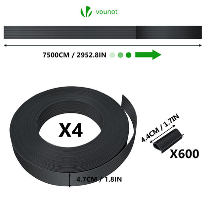 VOUNOT Kit Lamelles Occultantes PVC Brise Vue 300m x 4.7cm avec 600 Clips Clôture Rigide Protection Intimité