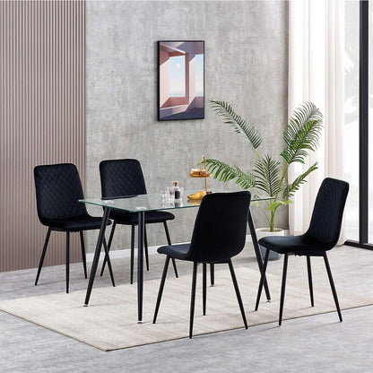 Ensemble de 4 chaises de salle à manger MCC Direct en velours, pieds en métal, chaises Lexi, chaises de conception