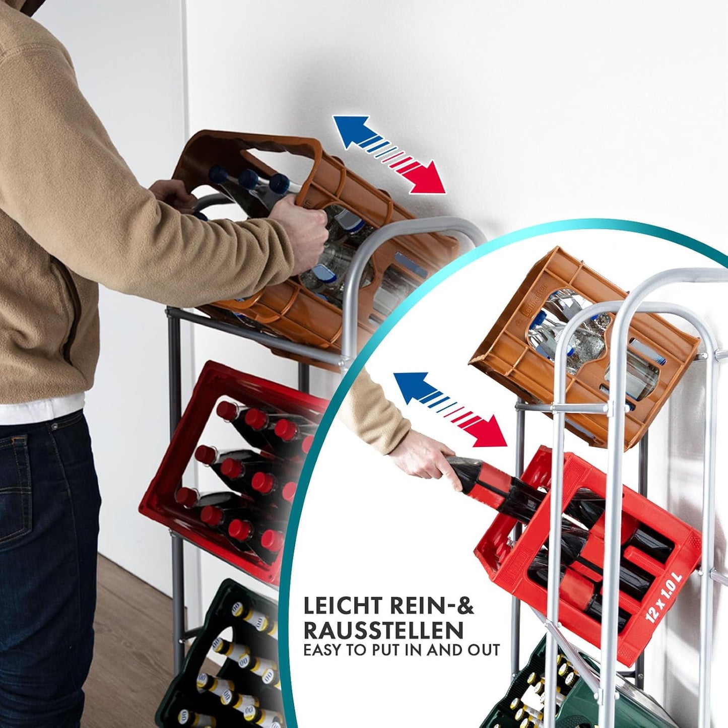 Étagère à boîtes de boissons Rocket avec fixation murale – Support à bouteilles / Support à boissons en métal – Étagère à boîtes pour boîtes de boissons – Étagère Rocket KARAT