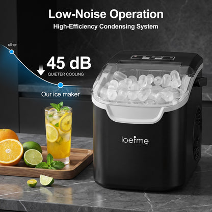 Machine à glaçons compacte en forme de balle avec réservoir d'eau de 0,8L | Produit 8 glaçons en 6 minutes | Deux couleurs disponibles, avec poignée de transport | Capacité de production de glace de 14Kg par 24 heures | Fonction autonettoyante | Idéal pou