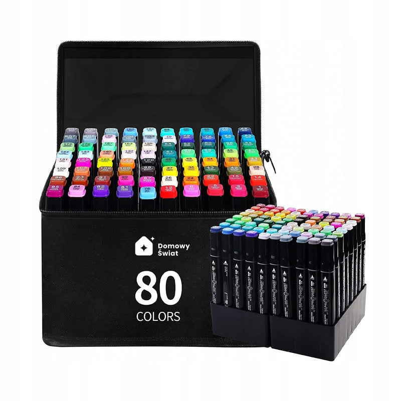 Ensemble de 80 marqueurs à double pointe, stylos et feutres, avec des pointes doubles de différentes épaisseurs, pour le dessin, le croquis et la couleur, idéal pour les artistes, les designers, les architectes, les illustrateurs, les étudiants et les élè