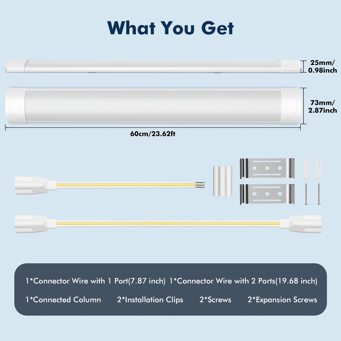 Bandes lumineuses LED 60,96 cm 91,44 cm 121,92 cm 152,4 cm, tube lumineux à profilé, lumière d'épissure pour bureau, magasin, garage, plafond, pièce, blanc froid, blanc neutre, tube lumineux LED, luminaire de plafond LED pour garage, magasin, couloir, bur