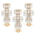 3 supports à fleurs élégants en acrylique cristal à 5 niveaux avec cadre métallique doré et pendentifs scintillants, décorations de mariage réutilisables, idéaux pour centres de table, murs de fond de cérémonie et décoration d'allée