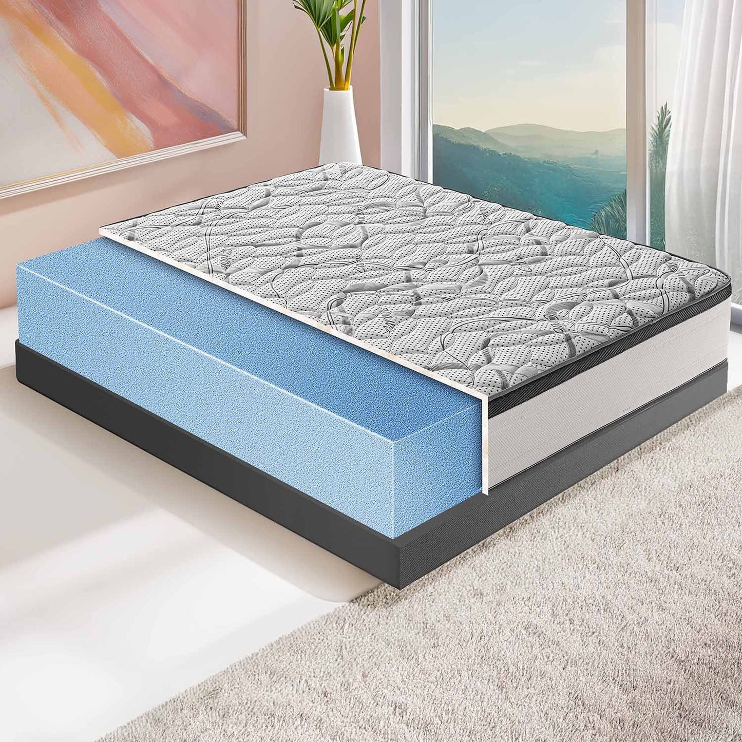 Matelas ROYAL DELUXE avec effet MÉMOIRE - Mousse HR haute densité - 100% orthopédique fabriqué en Italie - Housse avec effet relaxant CARBONIO