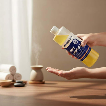 Huile de massage camphrée 500ml pour soulagement des douleurs musculaires articulaires à base d'extraits de plantes et d'huiles essentielles 100% naturels
