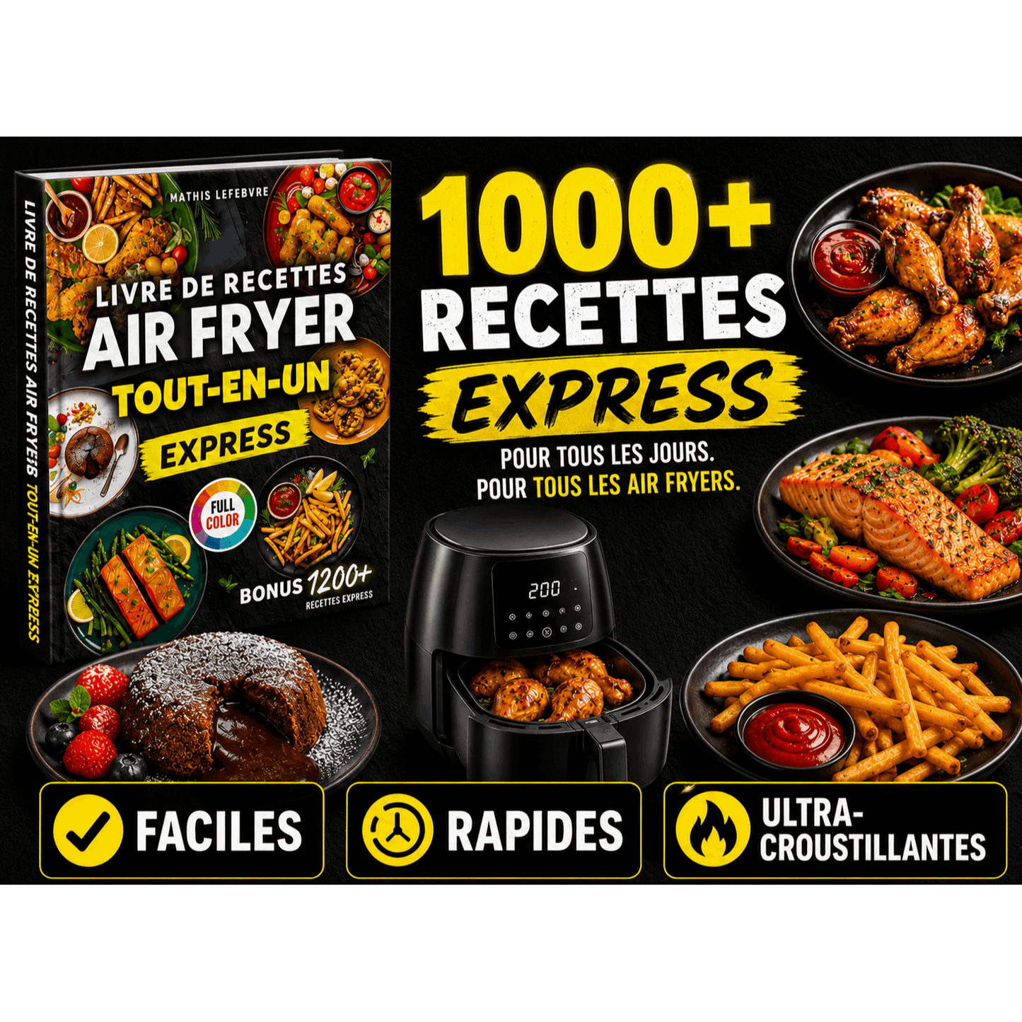 Livre de Recettes Air Fryer Express - Tout-en-un: Mille et une Recettes, Faciles et Ultra-Croustillantes, Compatible avec tous les modèles, 100 % en couleurs