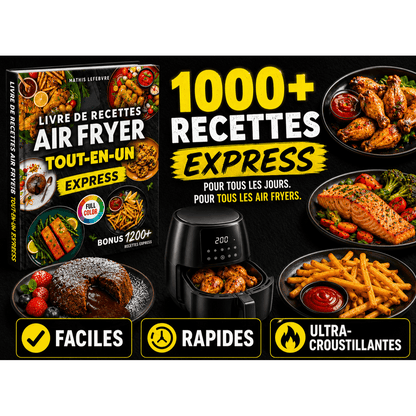 Livre de Recettes Air Fryer Express - Tout-en-un: Mille et une Recettes, Faciles et Ultra-Croustillantes, Compatible avec tous les modèles, 100 % en couleurs