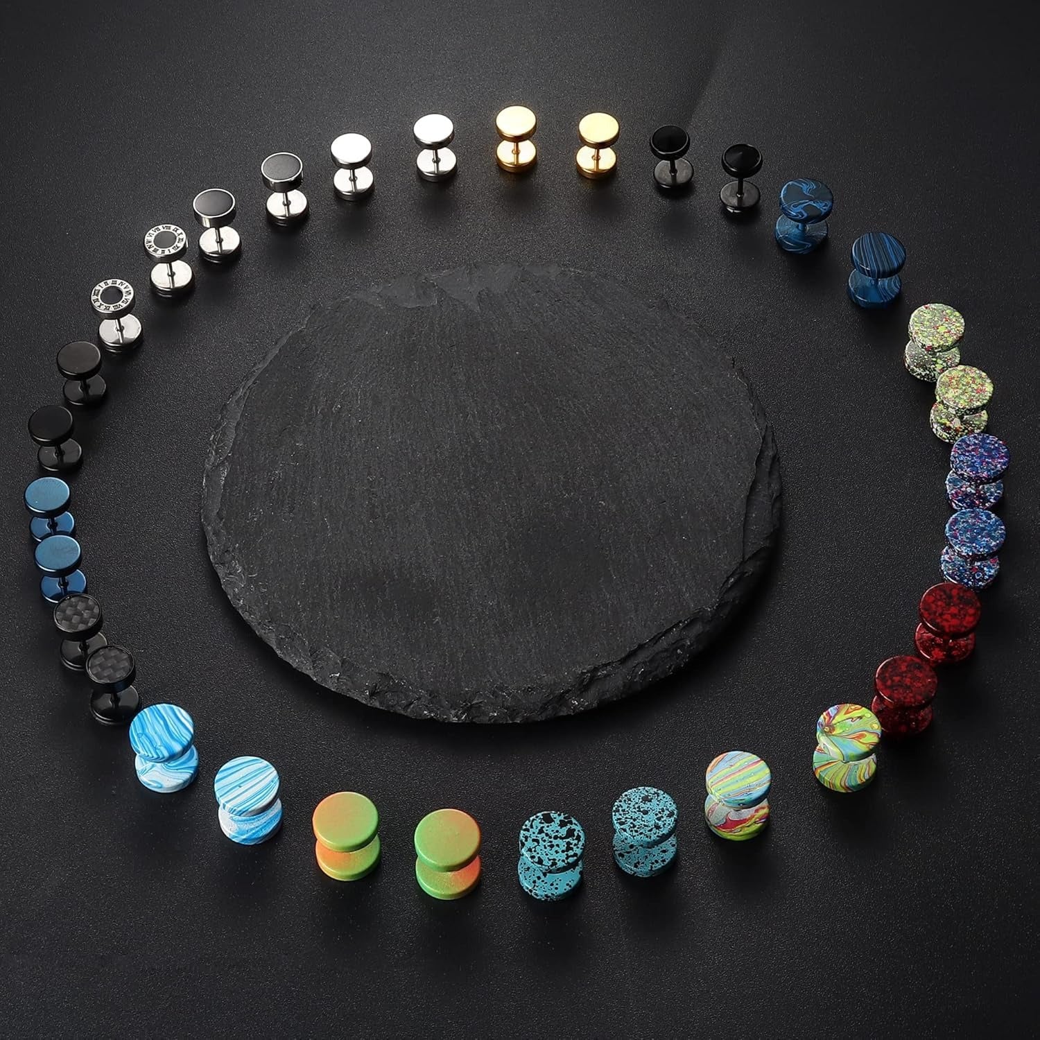 16 Paires de Faux Perles de Gauges pour Hommes et Femmes en 316L et Acier Inoxydable 316L, Faux Gauges et Perles d'oreille en Forme de Tunnel