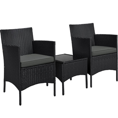 Costoffs Ensemble de mobilier de jardin et de balcon 3 pièces, Groupe de sièges de jardin, Ensemble de mobilier de patio comprenant 2 chaises avec table et coussins d'assise pour balcon, terrasse, jardin