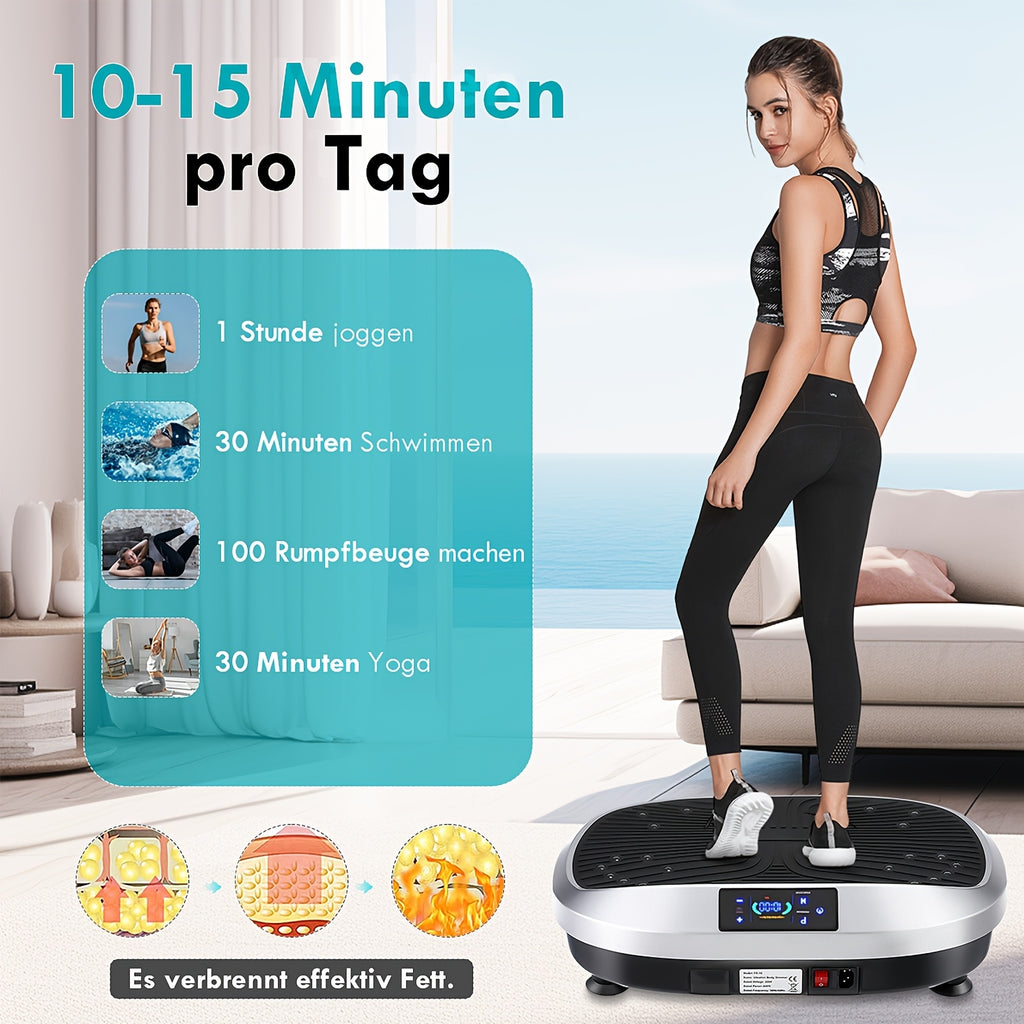 Plaque de vibration intelligente avec télécommande, massage électromagnétique à 120 niveaux, moteur silencieux, exercice de perte de poids pour tout le corps, capacité de charge maximale 120KG, convient au fitness à domicile, sans batterie