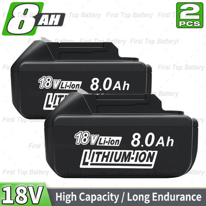 2 PACK Batterie Li-ion 8.0Ah 18V BL1860B Remplacement pour Batterie Makita 18V Compatible avec Batterie Makita 18 Volts BL1860 BL1850B BL1850 BL1840B BL1840 BL1830B BL1830 BL1815 BL1820 BL1820B