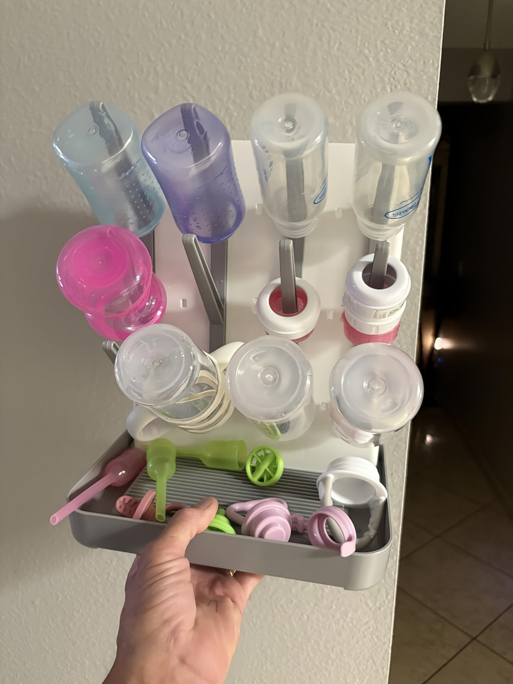 Égouttoir à bouteilles vertical - Gain de place, convient pour bouteilles et porte-pièces, égouttoir compact pour tire-lait, porte-accessoires compatible Brezza, pour station de séchage d'établi