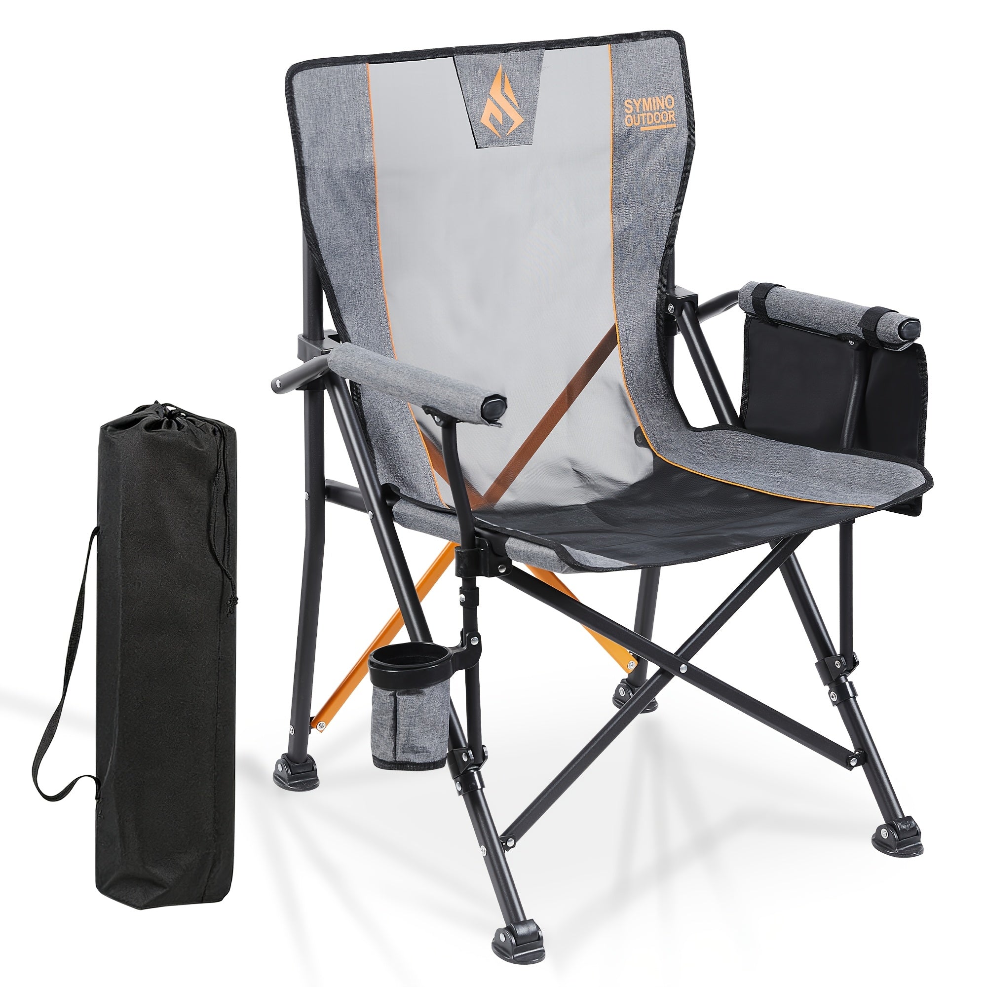 Chaise de camping pliante robuste Symino 150 kg, avec accoudoirs, ultralégère et portable, se plie instantanément, chaise d'extérieur pour la pêche et la plage