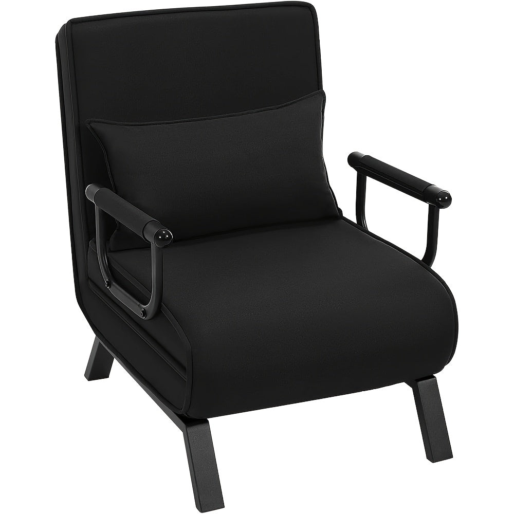 1pc Chaise de salle à manger élégante, canapé-lit 3 en 1, lit de visite, fauteuil pliant avec dossier réglable, coussin amovible, convient pour chambre à coucher, salon, bureau, capacité de charge de 150 kg