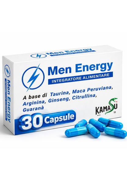 Complément pour hommes à la taurine, maca du Pérou, arginine, ginseng, citrulline et guarana – 30 gélules – Fabriqué en Italie