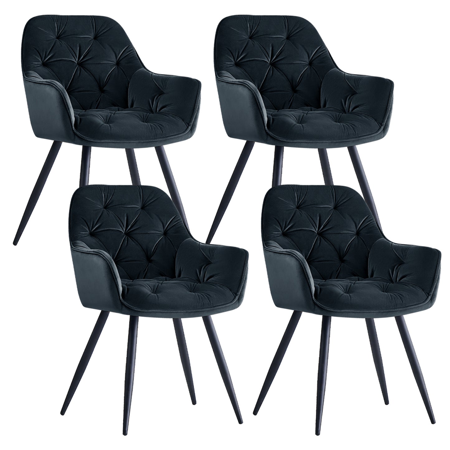 Lot de 2/4/6 Chaises de Salle À Manger Avec Assise Rembourrée En Velours Épais, Pieds En Métal, Accoudoirs Et Dossier ; Chaise D'Angle Pour Salon Ou Pièce À Vivre