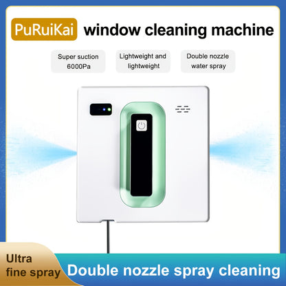 PuRuiKai 21 Nettoyeur Mural - Robot de Nettoyage de Fenêtres Entièrement Automatique avec Double Pulvérisation, Robot de Nettoyage de Vitres Carrées, Outil Intelligent de Nettoyage de Fenêtres Télécommandé, Cadeau d'Halloween
