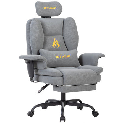 Fauteuil de gaming SYMINO, chaise de bureau ergonomique en cuir PU avec support lombaire - Fauteuil de bureau d'ordinateur inclinable pour adultes, siège de jeu vidéo style course (hauteur et appui-tête réglables)