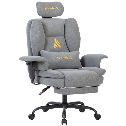 Fauteuil de gaming SYMINO, chaise de bureau ergonomique en cuir PU avec support lombaire - Fauteuil de bureau d'ordinateur inclinable pour adultes, siège de jeu vidéo style course (hauteur et appui-tête réglables)