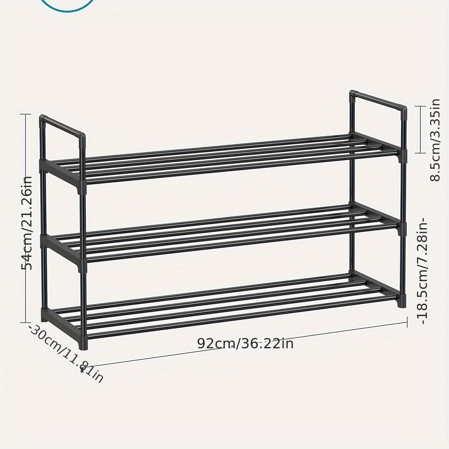 Étagère à Chaussures 3 Niveaux, Organisateur de Rangement pour Chaussures en Métal, Capacité de 12 à 15 Paires, Étagère Empilable, Pour Couloir, Salon ou Chambre