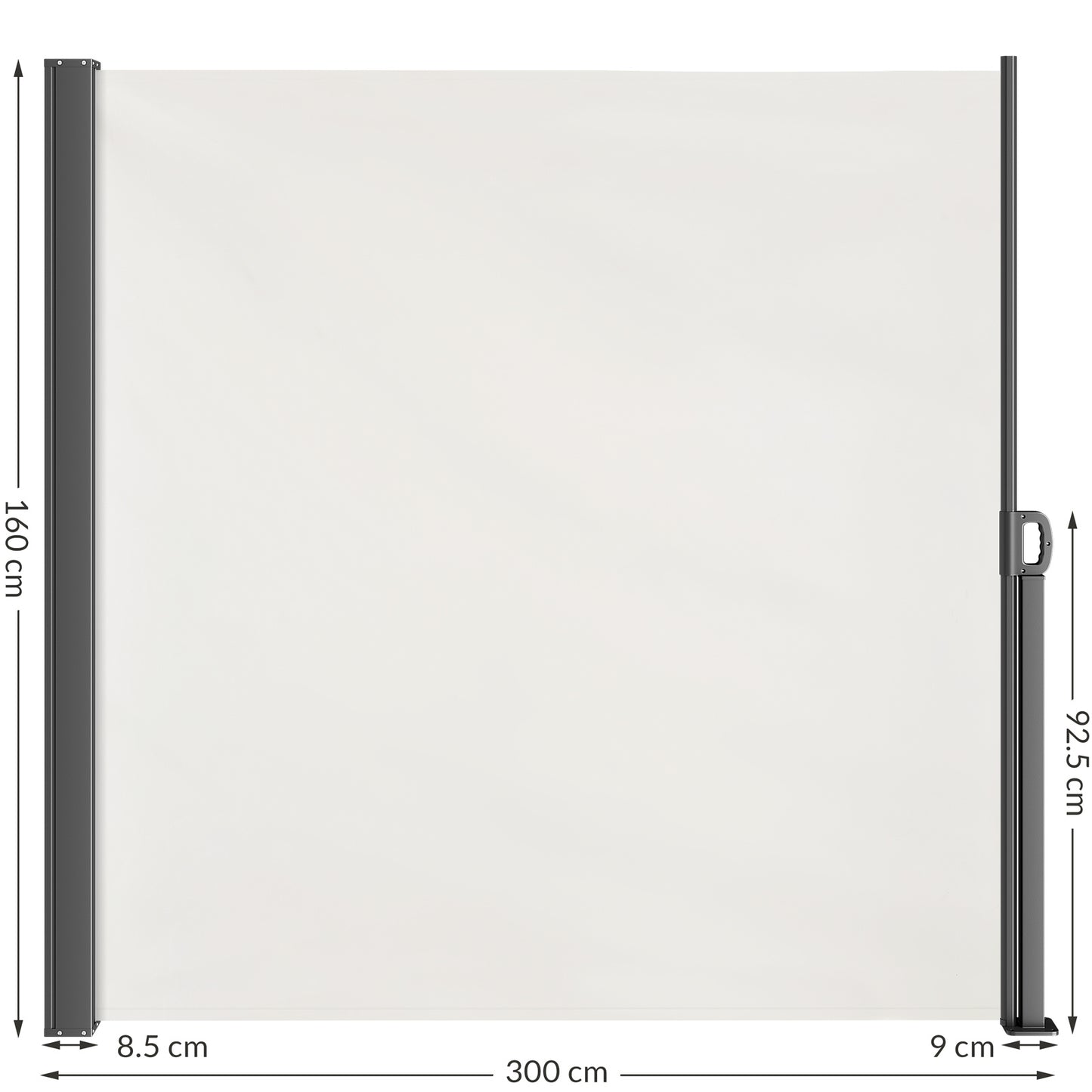 CASARIA® Nosara 180X300Cm Auvent Pare-soleil Rétractable Coupe-vent et Imperméable pour Balcon, Terrasse et Jardin, Anthracite