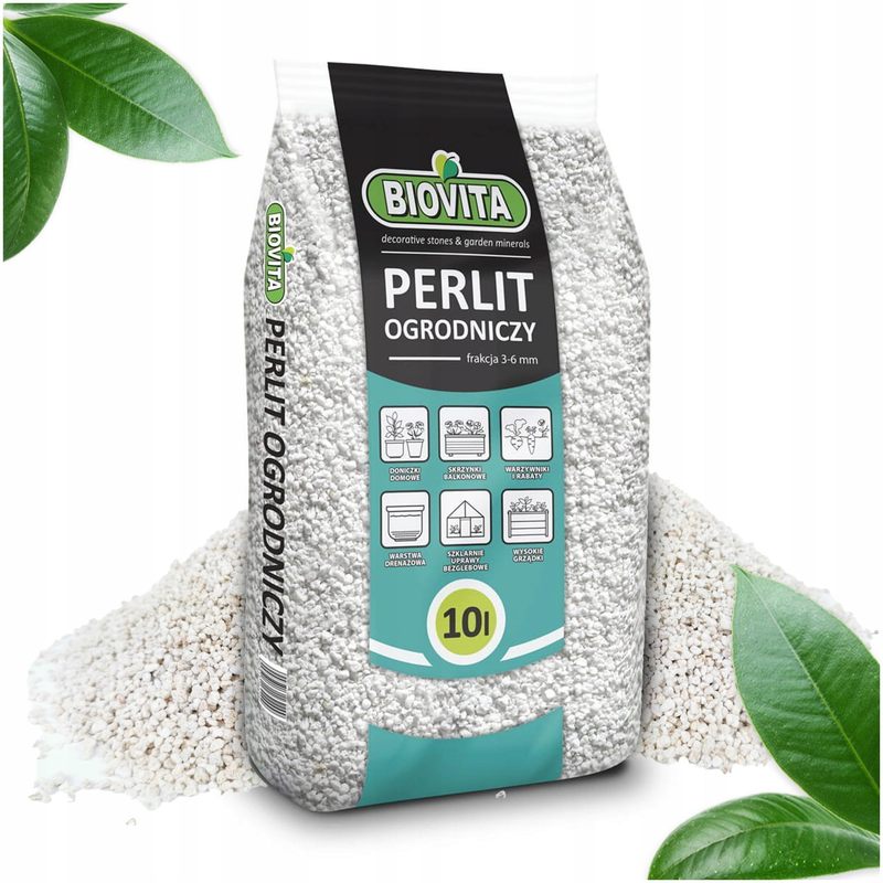 BIOVITA Perlite 10L - Perlite pour Plantes pour Amélioration du Substrat du Sol - 3-6Mm - Amélioration du Sol - Substrat de Stockage d'Humidité - Idéal pour Jardin et Plantes d'Intérieur