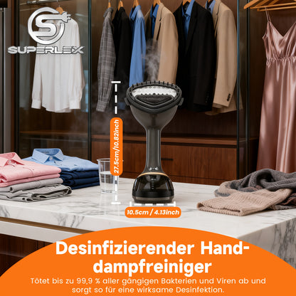 Défroisseur Vapeur Vertical Haute Puissance SUPERLEX 1700W, avec Réservoir d'Eau de 350 ml et Câble d'Alimentation de 1,9 m, Offrant un Débit de Vapeur Continu de 15 à 25 g par Minute pour Éliminer Facilement les Plis Tenaces. Convient à un Usage Domestiq
