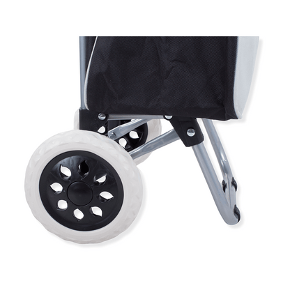 Chariot de courses pliable avec roues, robuste et spacieux, avec poche et poignées, pratique pour transporter des courses lourdes, base stable, grandes roues et poignée durable, en matériau imperméable, facile à nettoyer, poche pour verrouillage ou portef