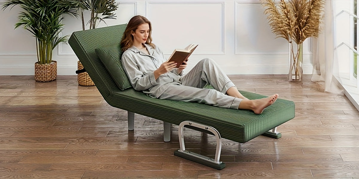 Canapé-lit pliable pour décoration de Noël d'appartement, confortable et durable, accoudoirs argentés, matériau en velours côtelé, plusieurs couleurs disponibles, polyvalent pour chambres à coucher, idée cadeau créative, décoration de Noël, cadeau personn