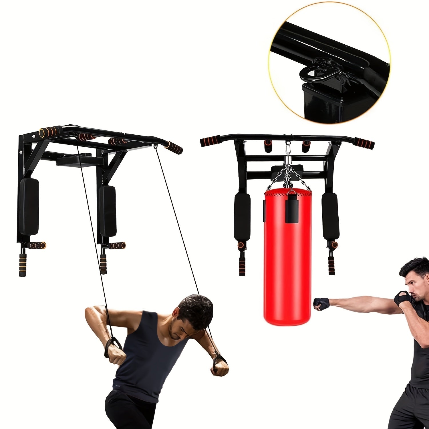 Barre de traction 4 en 1 pour montage mural, barres de traction, salle de sport à domicile, barre de traction, barre de traction multifonctionnelle, fixation murale, prise multiple, support d'entraînement en acier inoxydable, capacité de charge jusqu'à 20