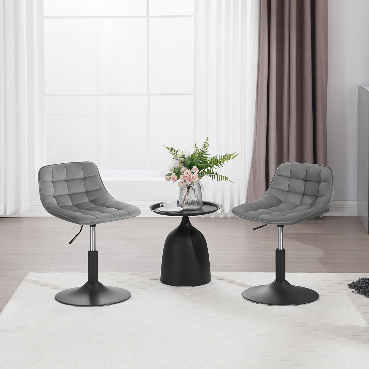 Tabouret de Bar, Tabouret Pivotant, Chaise de Bureau à Domicile, Tabouret Réglable en Hauteur, Siège en Velours