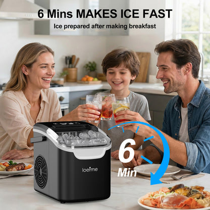 Machine à glaçons compacte en forme de balle avec réservoir d'eau de 0,8L | Produit 8 glaçons en 6 minutes | Deux couleurs disponibles, avec poignée de transport | Capacité de production de glace de 14Kg par 24 heures | Fonction autonettoyante | Idéal pou