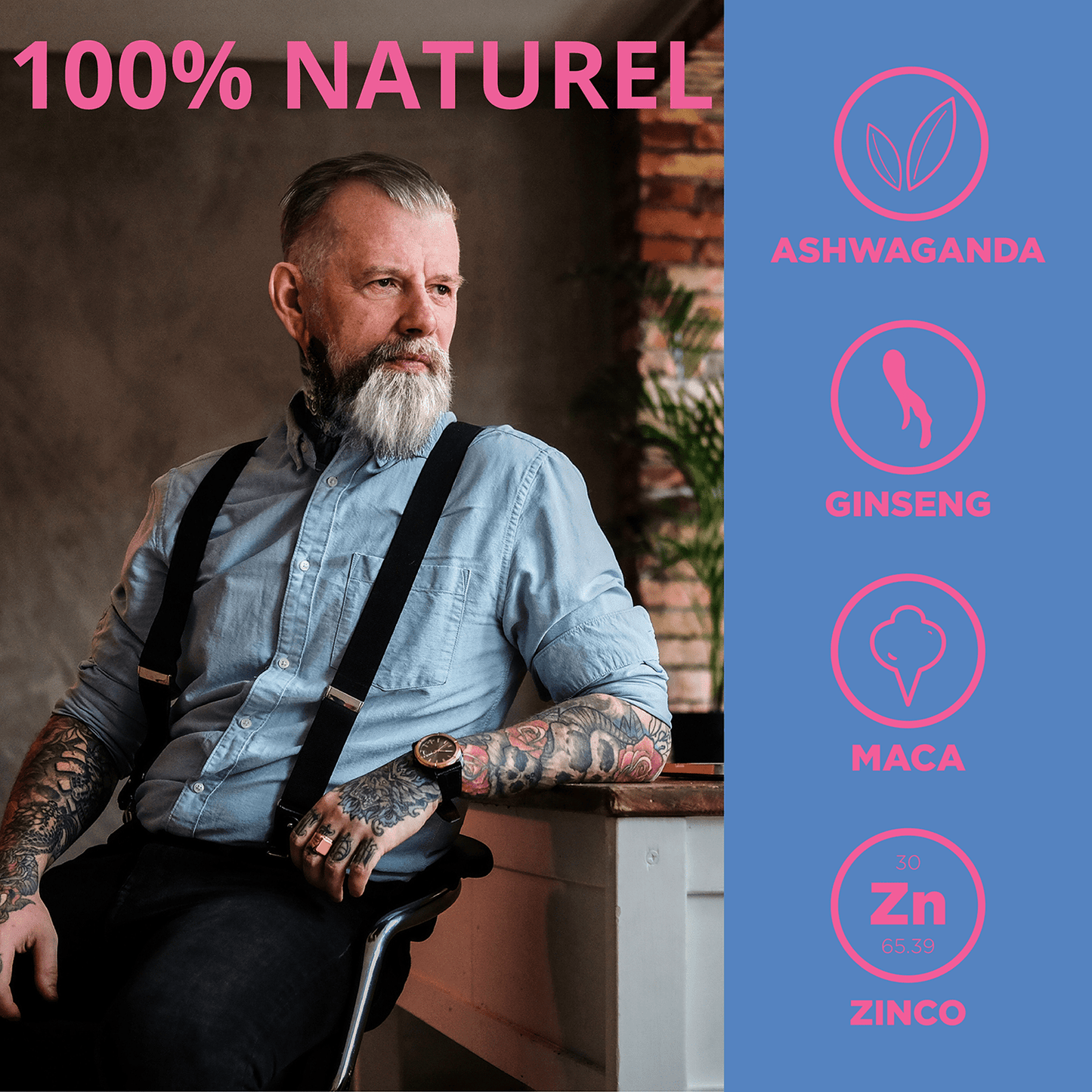 LoveMax Homme - Facile à Avaler, Formule Sans Gluten - Supplément naturel pour hommes - Maca, Ginseng, Zinco