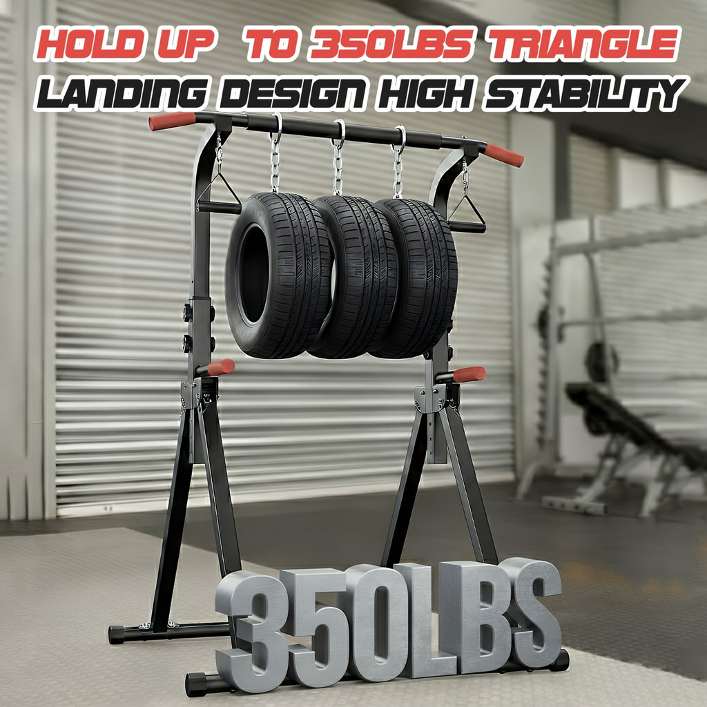 Barre de traction pliable, avec anneaux, hauteur réglable, conçue pour l'entraînement de fitness multifonctionnel, utilisant une structure triangulaire stable, adaptée aux exercices tels que les tractions et les flexions, capacité de charge de 135 kg