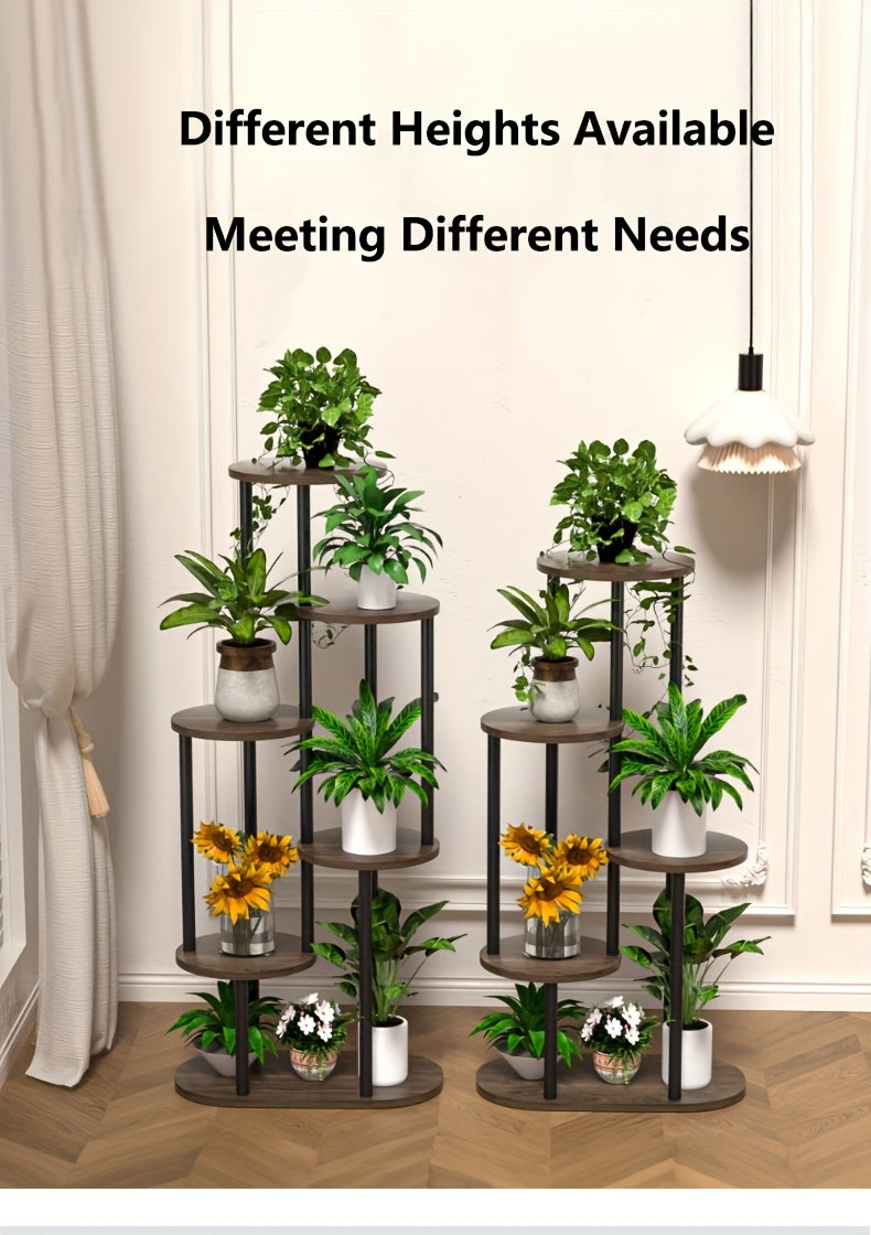 1pc Étagère à Plantes Moderne en Bois à Plusieurs Niveaux avec Finition Brossée - Présentoir pour Pots de Fleurs Intérieur/Extérieur, Construction en Bois Durable Adaptée pour Jardin, Balcon - Étagère Économiseur d'Espace pour Pots et Plantes
