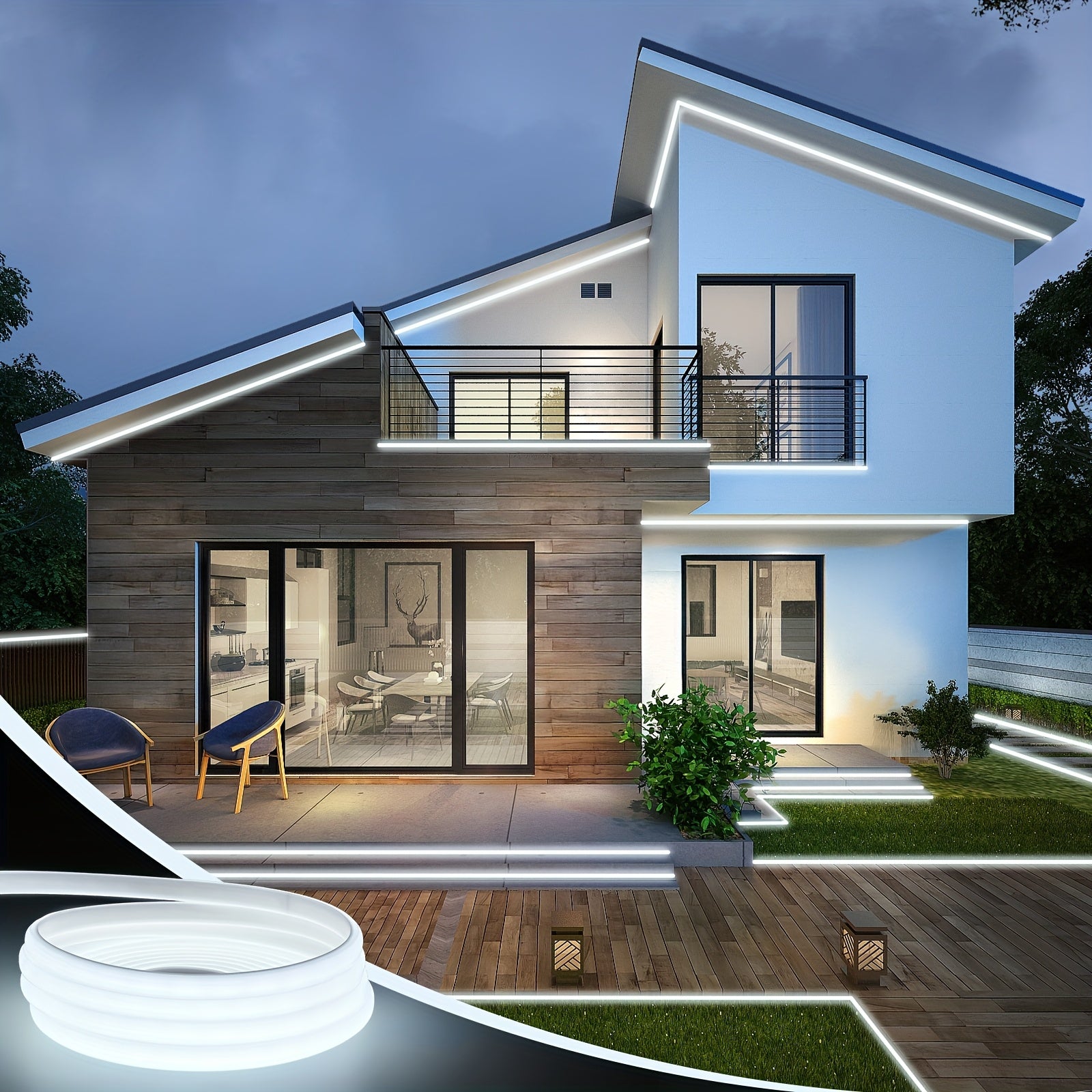 Ruban LED COB, adapté pour AC 220V-240V, éclairage extérieur flexible, avec 288 LED par mètre. Ce ruban LED adhésif offre une haute luminosité en blanc ou blanc chaud, idéal pour décorer les cuisines, les jardins et les intérieurs de maison.