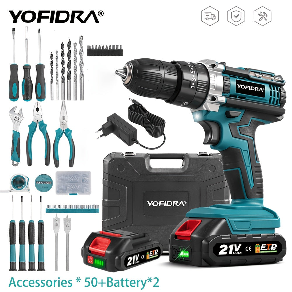 Perceuse sans fil, Perceuse électrique, Tournevis sans fil, 25+3 réglage de couple, Idéal pour la décoration maison et le bricolage, Ensemble d'outils électriques